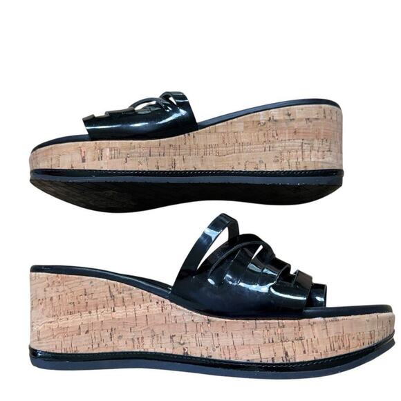 Donald J Pliner Womens Sheena 2 Cork Platform Wedge Sandals Black 6.5 M Coastal - Picture 9 of 11